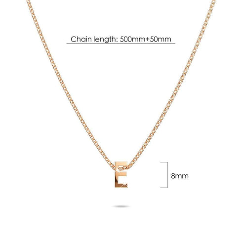 Initials Brick Alphabet Letter Necklace Rose Gold Layered Steel Jewellery